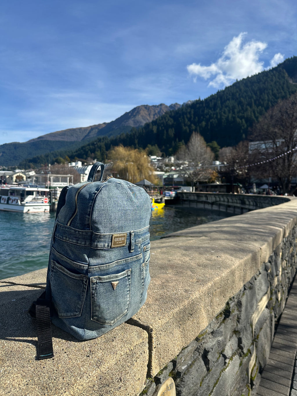 Ocean Blue Upcycled Denim Backpack - Small Medium / 오션블루 업사이클 데님 백팩 [스몰미디엄]