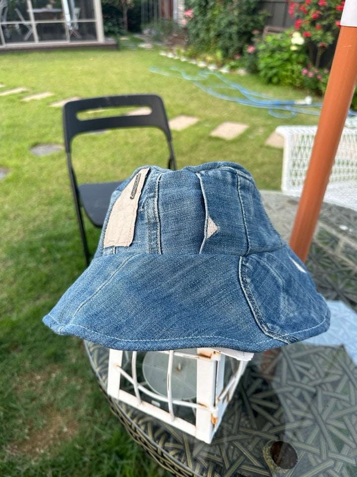 커스텀 업사이클 데님 버킷햇 Customized Upcycled Denim Bucket Hat