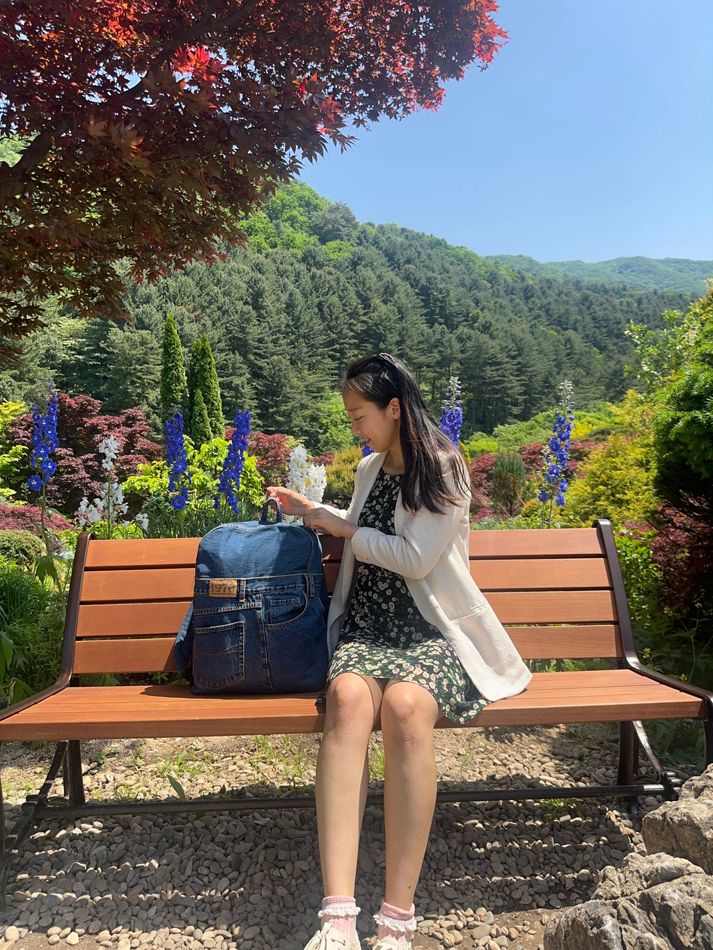 Real Blue Formal Male Upyclced Denim Backpack - Large / 리얼블루 포멀 남성 업사이클 데님 백팩 [라지]