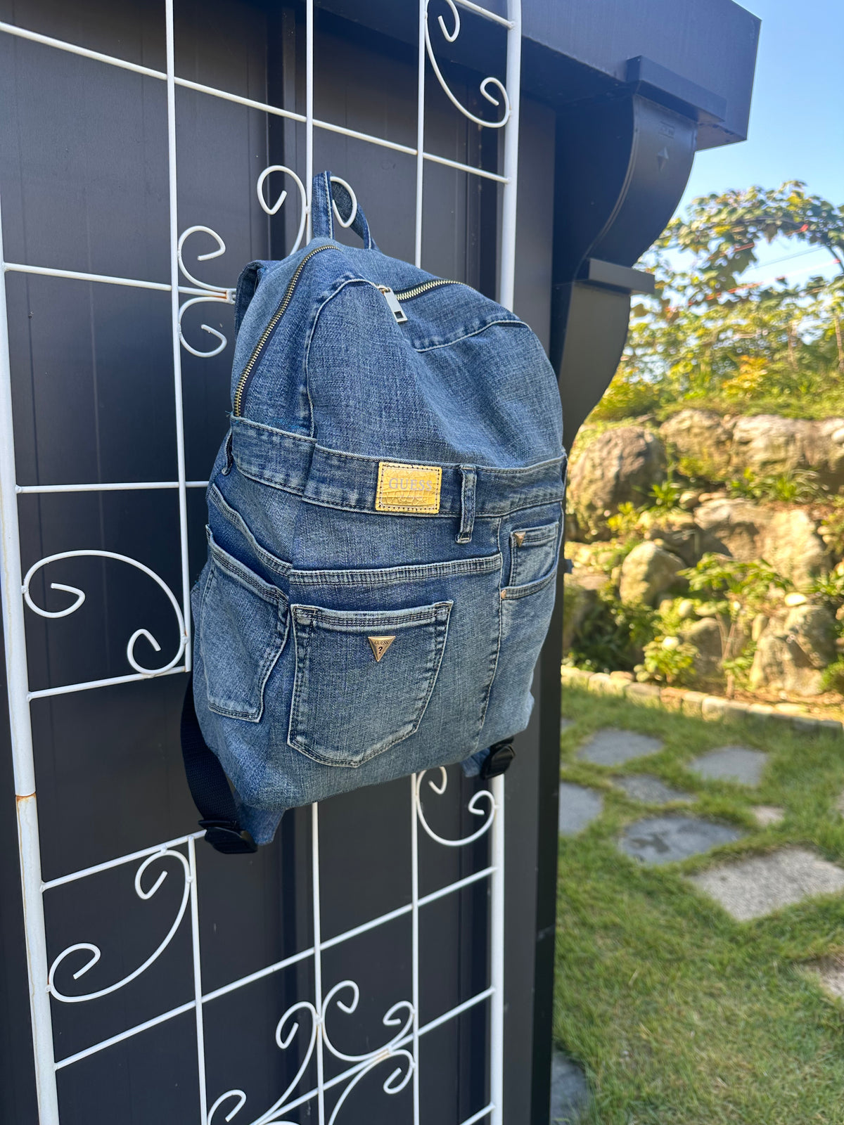 Ocean Blue Upcycled Denim Backpack - Small Medium / 오션블루 업사이클 데님 백팩 [스몰미디엄]