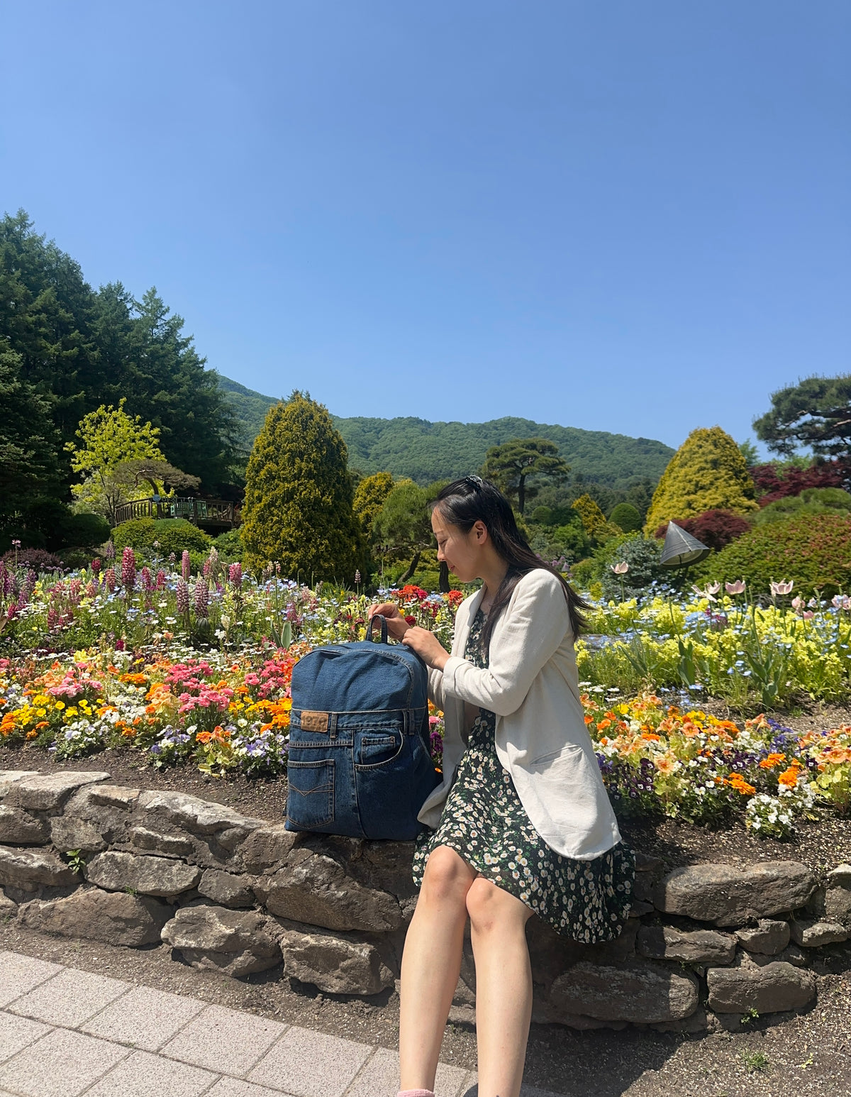 Real Blue Formal Male Upyclced Denim Backpack - Large / 리얼블루 포멀 남성 업사이클 데님 백팩 [라지]