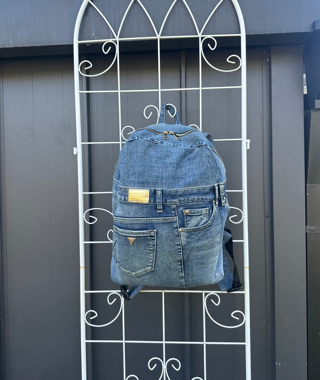 Ocean Blue Upcycled Denim Backpack - Small Medium / 오션블루 업사이클 데님 백팩 [스몰미디엄]