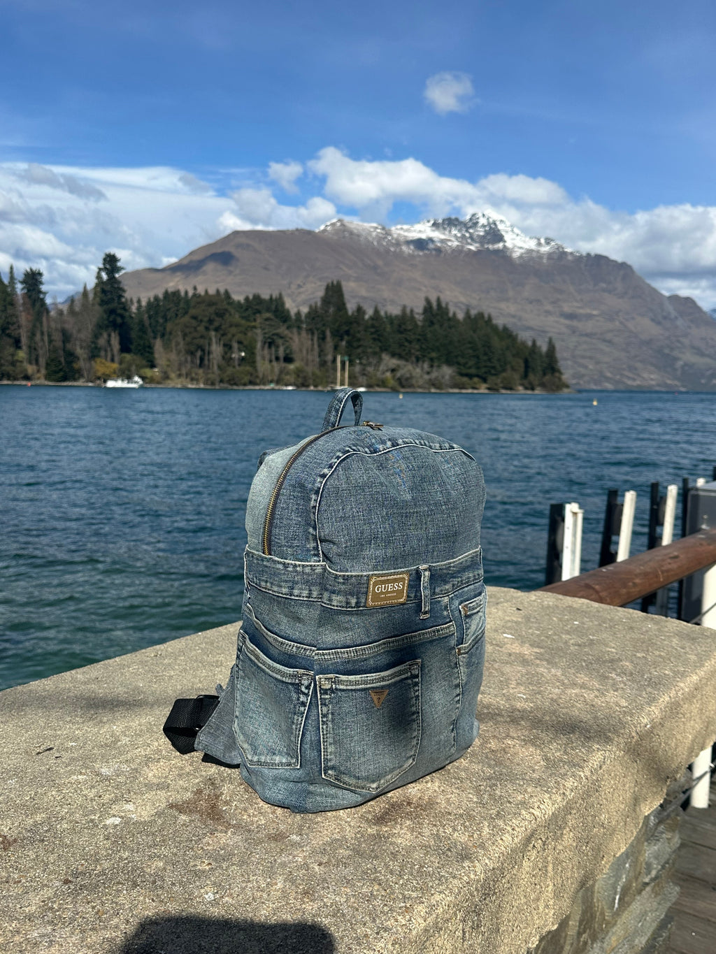 Ocean Blue Upcycled Denim Backpack - Small Medium / 오션블루 업사이클 데님 백팩 [스몰미디엄]