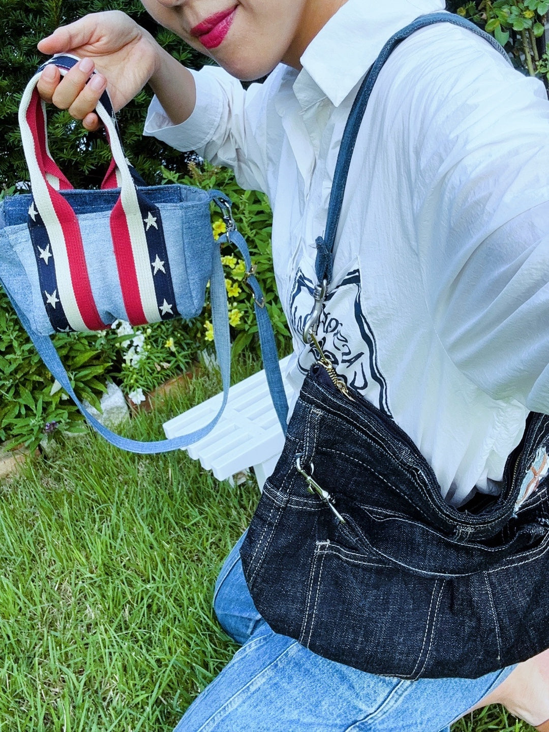 Hand-Grip Mini Denim Tote Bag 핸드그립 미니 업사이클 데님 토트백
