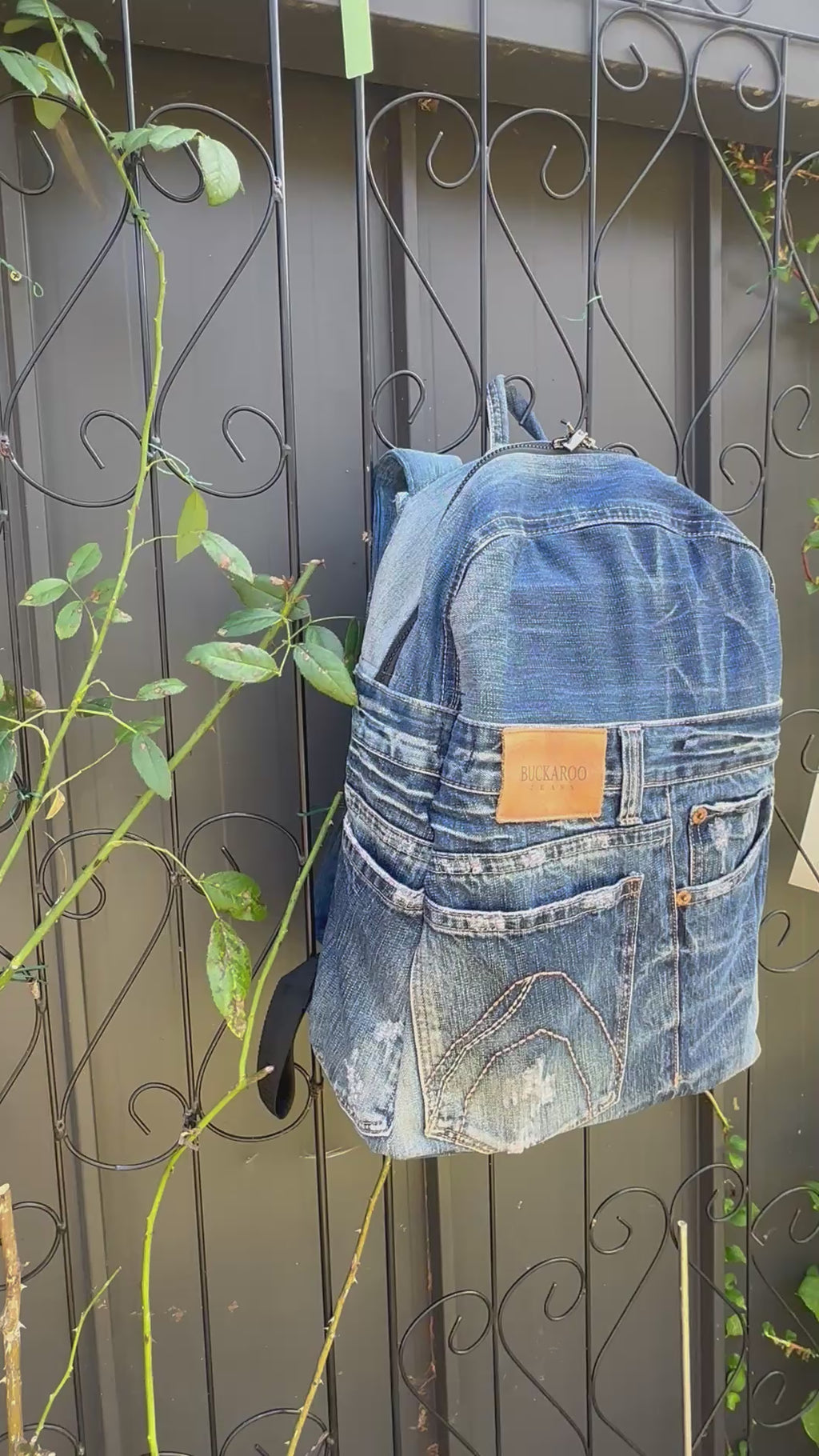 Clean Blue Male Upcycled Denim Backpack - Medium Large / 클린 워시 블루 남성 업사이클 데님 백팩 - [미디엄 라지]