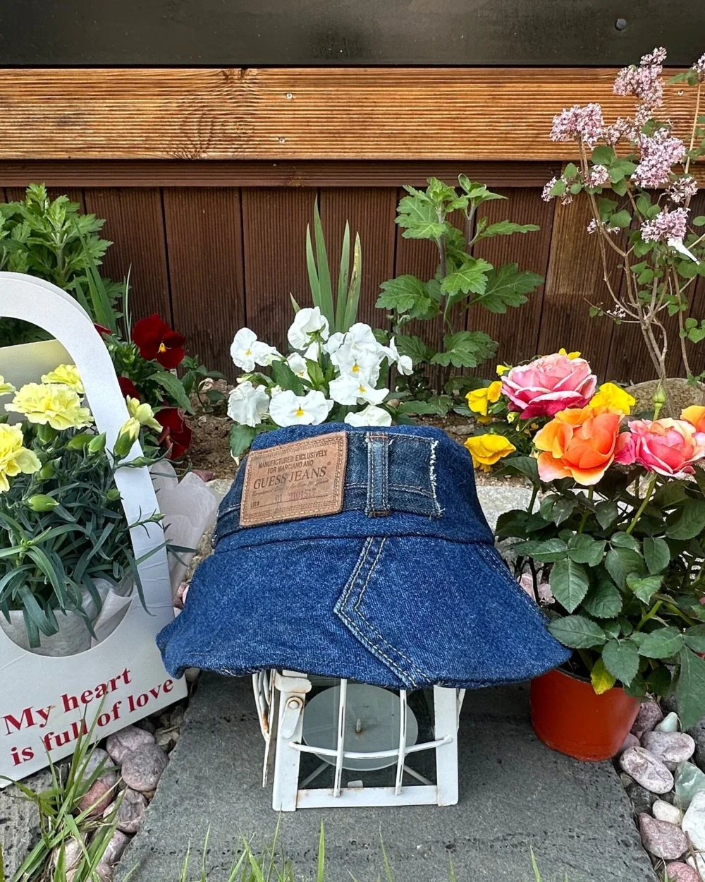 Upcycled Denim Bucket Hat (Denim Blue)- 업사이클 데님 버켓 모자 (데님블루) - ML - Image 4