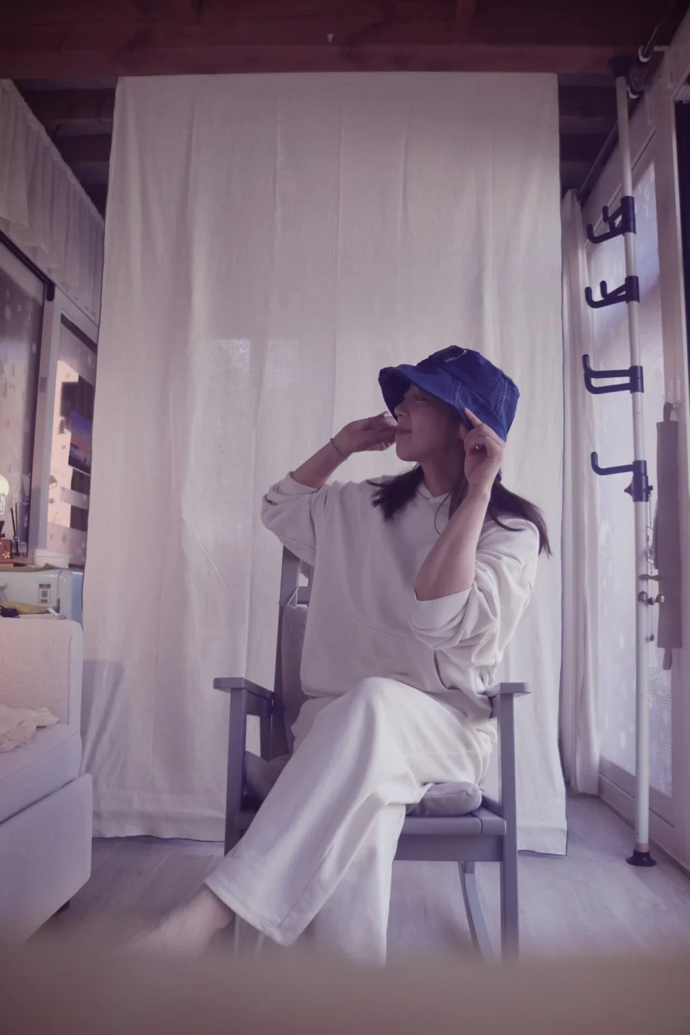 Upcycled Denim Bucket Hat (Denim Blue)- 업사이클 데님 버켓 모자 (데님블루) - ML - Image 11
