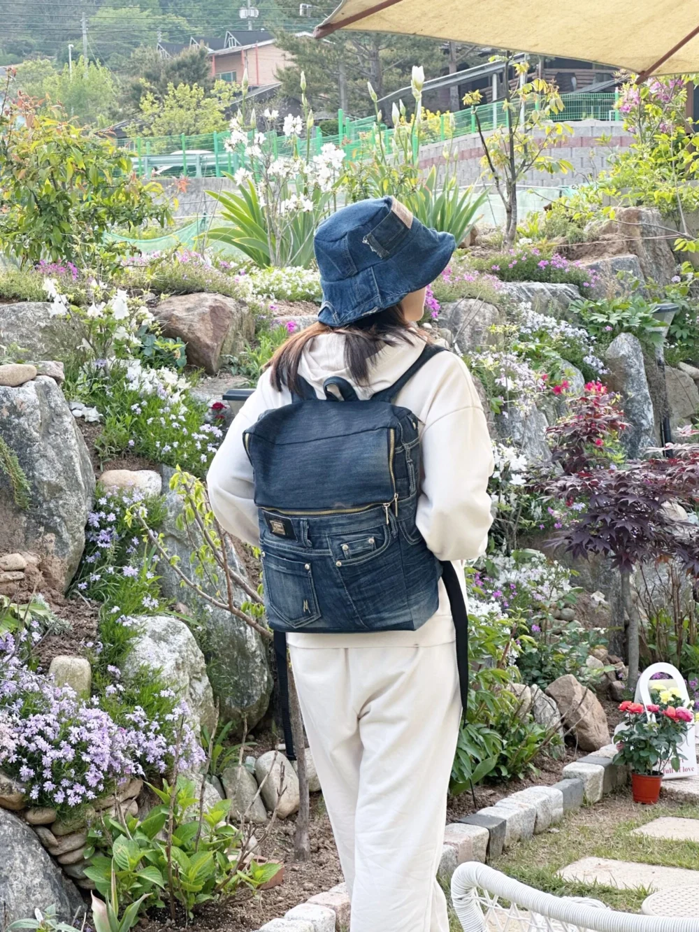 Upcycled Denim Bucket Hat (Denim Blue)- 업사이클 데님 버켓 모자 (데님블루) - ML - Image 12
