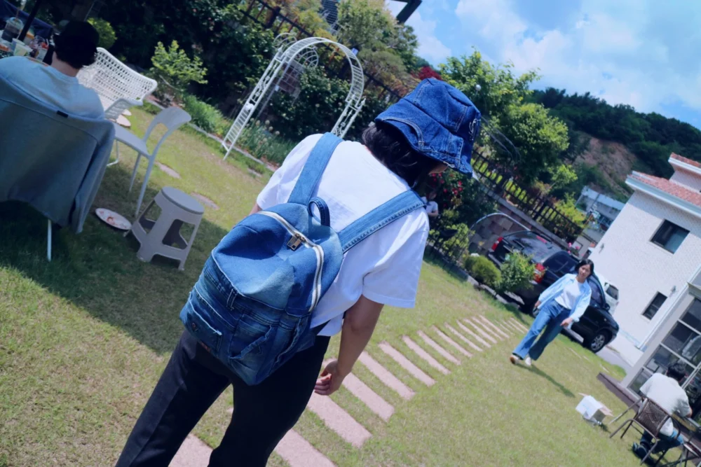 Friendy Denim Backpack - 프랜디 데님 백팩 - S - Image 4
